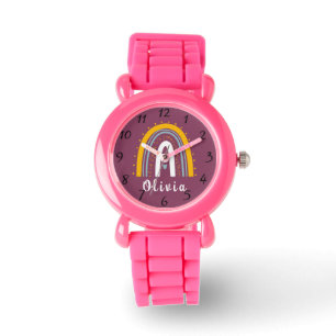 Persoonlijke naam met minimalistische Boho-regenbo Horloge