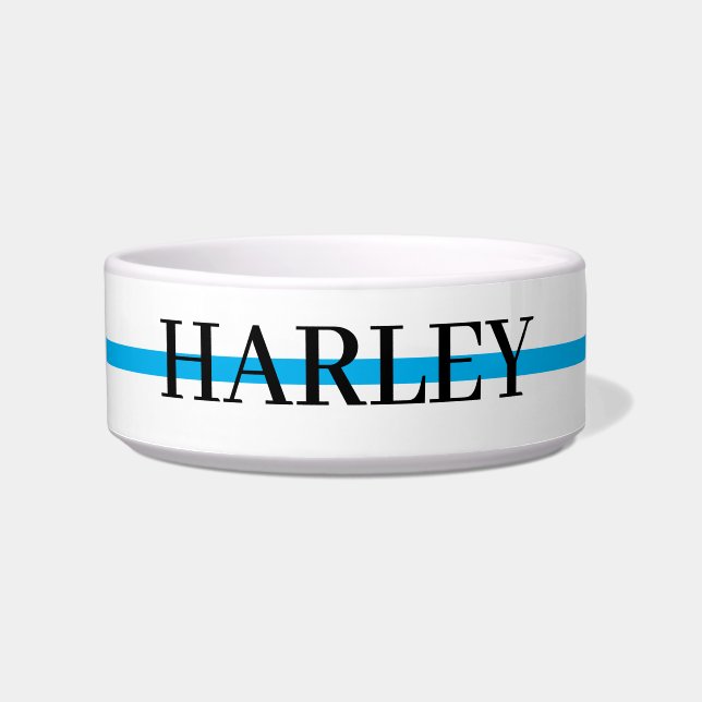 Persoonlijke naam met Navy Blue Paw Voerbakje (Voorkant)