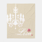 Persoonlijke naam met roze en witte luchters fleece deken (Voorkant)