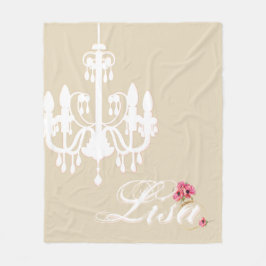 Persoonlijke naam met roze en witte luchters fleece deken