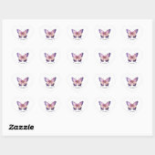 Persoonlijke naam met roze vlinder hart sticker (Vel)