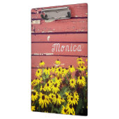 Persoonlijke naam met Rustic Wood & Flowers Klembord (Links)