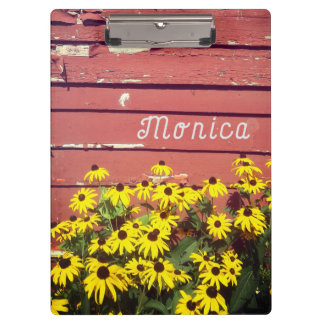 Persoonlijke naam met Rustic Wood & Flowers Klembord