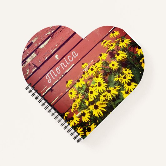 Persoonlijke naam met Rustic Wood & Flowers Notitieboek (Voorkant)