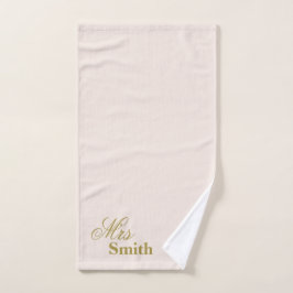 Persoonlijke naam mevrouw Smit Roze Goud Blush Handdoek