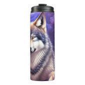 Persoonlijke naam Midnight Howl Floral Wolf Thermosbeker (Voorkant)