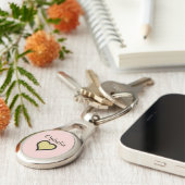 Persoonlijke naam minimale hart zwart & roze sleutelhanger (Zijkant)