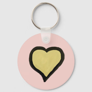 Persoonlijke naam minimale hart zwart & roze sleutelhanger
