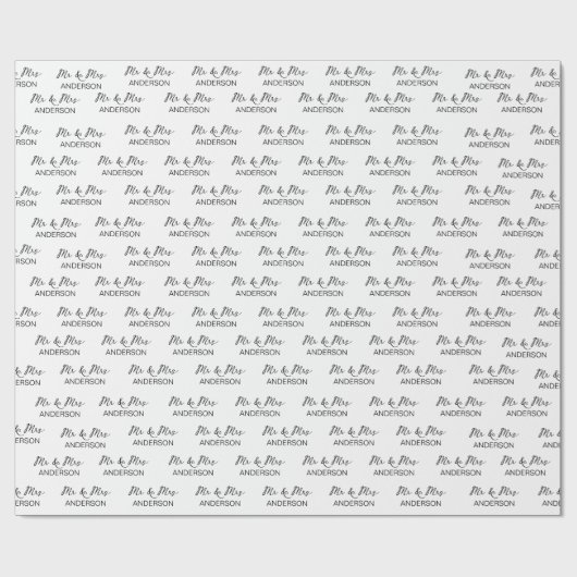 Persoonlijke naam minimalistisch zwart-wit witwig cadeaupapier (Vlak)