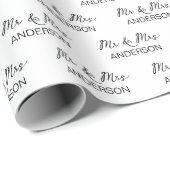 Persoonlijke naam minimalistisch zwart-wit witwig cadeaupapier (Rol Hoek)