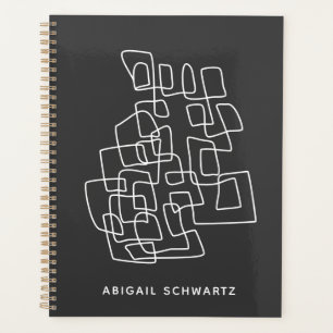 Persoonlijke naam Minimalistische Zwarte Witte Abs Planner