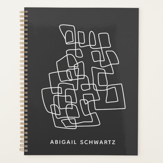 Persoonlijke naam Minimalistische Zwarte Witte Abs Planner (Voorkant)