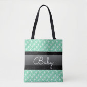 Persoonlijke naam Mint Green Polka Dots Baby Tote Bag (Voorkant)