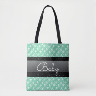 Persoonlijke naam Mint Green Polka Dots Baby Tote Bag