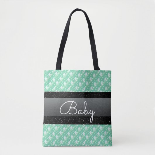 Persoonlijke naam Mint Green Polka Dots Baby Tote Bag (Voorkant)