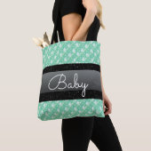 Persoonlijke naam Mint Green Polka Dots Baby Tote Bag (Dichtbij)