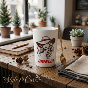 Persoonlijke Naam Mode Dames Silhouet Ontwerp Latte Mok
