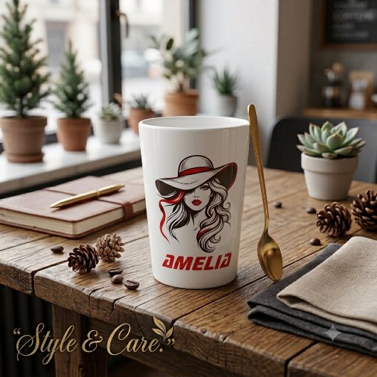 Persoonlijke Naam Mode Dames Silhouet Ontwerp Latte Mok
