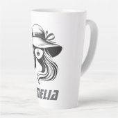 Persoonlijke Naam Mode Dames Silhouet Ontwerp Latte Mok (Rechterhoek)