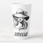 Persoonlijke Naam Mode Dames Silhouet Ontwerp Latte Mok (Voorkant)