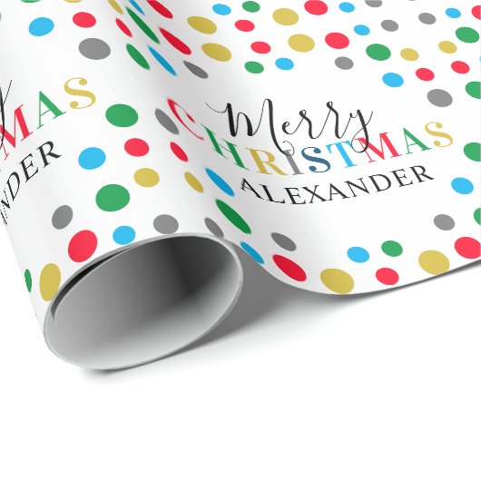 Persoonlijke naam Modern Colorful Kerstmis Cadeaupapier (Rol Hoek)