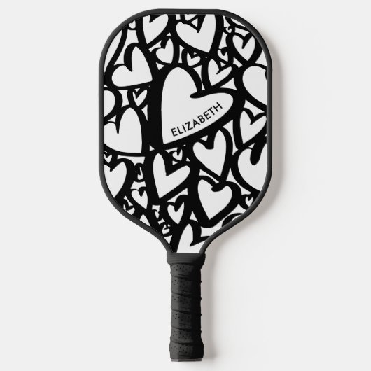 Persoonlijke naam modern hartpatroon pickleball paddle (Voorkant)