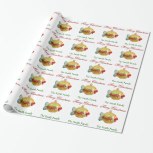 Persoonlijke naam Modern kerstvistenversiering Cadeaupapier