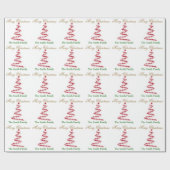 Persoonlijke naam Modern Red Kerstboom Cadeaupapier (Vlak)