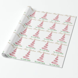Persoonlijke naam Modern Red Kerstboom Cadeaupapier
