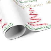Persoonlijke naam Modern Red Kerstboom Cadeaupapier (Rol Hoek)