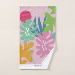 persoonlijke naam moderne bloemrijke tropische roz handdoek