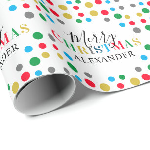 Persoonlijke naam moderne kleurrijke Kerstmis Cadeaupapier