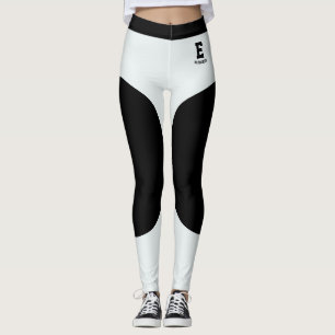 Persoonlijke naam moderne zwarte ijsblauwe monogra leggings