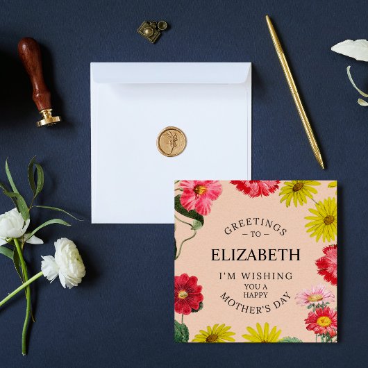 Persoonlijke naam - Moederdag wenst Floral Feestdagenkaart