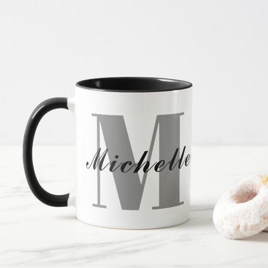 Persoonlijke naam mok, aangepaste initiaal geschen mok (Met donut)