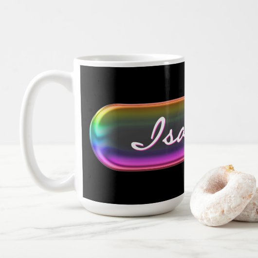 Persoonlijke naam mok | Iridiscerende glaseffect (Met donut)