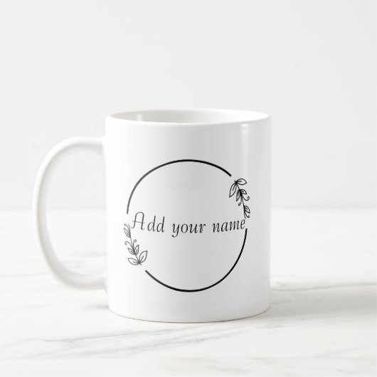Persoonlijke naam mok – Minimaal bloemendesign (Links)