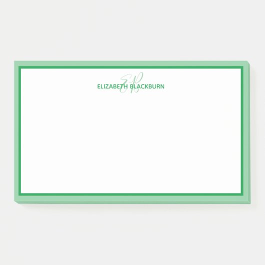 Persoonlijke naam Monogram Beginletters Groen Post-it® Notes (Voorkant)
