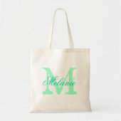 Persoonlijke naam monogram canvas tas | Munt groen (Voorkant)