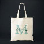 Persoonlijke naam monogram canvas tas | Turquoise<br><div class="desc">Persoonlijke naam monogram canvas tas | Turquoise blauw/blauwgroen groen. Elegant logo ontwerp met monogrammed letter initialen. Het idee van een  cadeautje voor bruid en bruidsmeisjes bij bruiloften.</div>