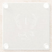 Persoonlijke naam, monogram, familie, rustieke jut glazen onderzetter (Achterkant)