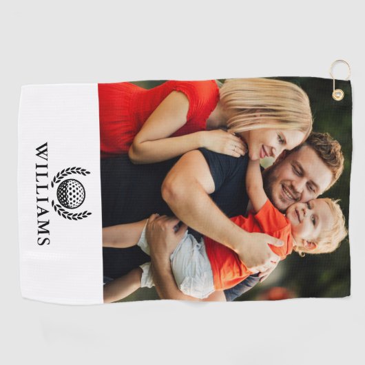 Persoonlijke naam Monogram Foto Golfhanddoek (Horizontaal)