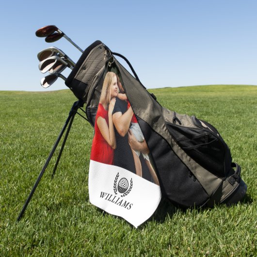 Persoonlijke naam Monogram Foto Golfhanddoek (Groen)