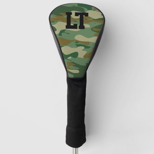 Persoonlijke naam monogram groene legercamo golfheadcover (Voorkant)
