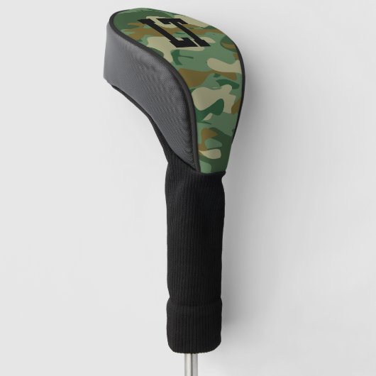 Persoonlijke naam monogram groene legercamo golfheadcover (Schuin)