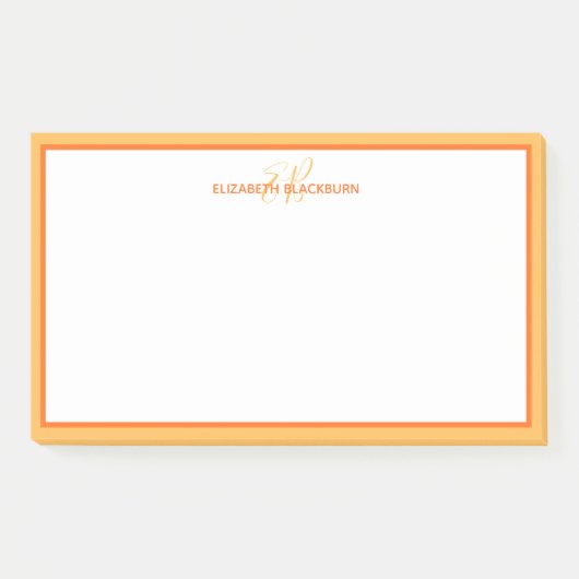 Persoonlijke naam monogram initiaal Oranje Post-it® Notes (Voorkant)