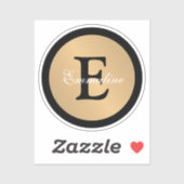 Persoonlijke naam Monogram Metallic Button Cutout Sticker (Vel)