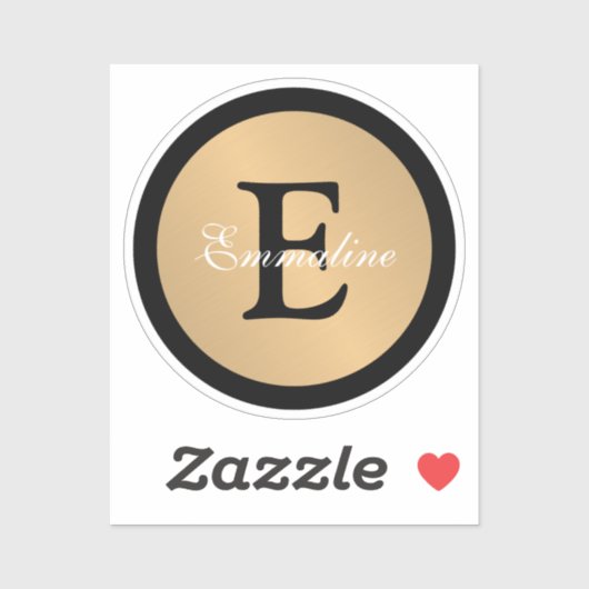 Persoonlijke naam Monogram Metallic Button Cutout Sticker (Vel)