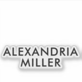 Persoonlijke naam Monogram Modern Black Sans Serif Sticker (Voorkant)