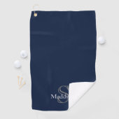 Persoonlijke naam monogram navy zwart golfhanddoek (Insitu)